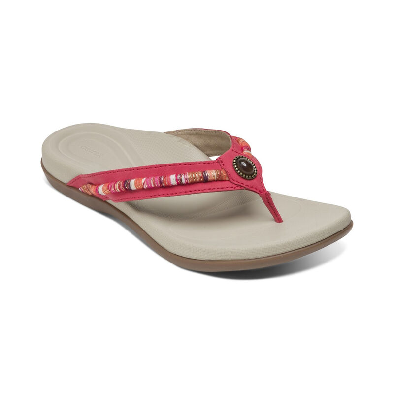 Aetrex Womens Hazel Embellished Thong Flip Flops Red - 1Gxp9MkYK